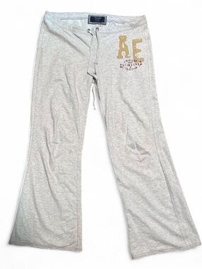 y2k American Eagle Outfitters Gray Boot Cut Sweatpants with Embroidered AE Logo